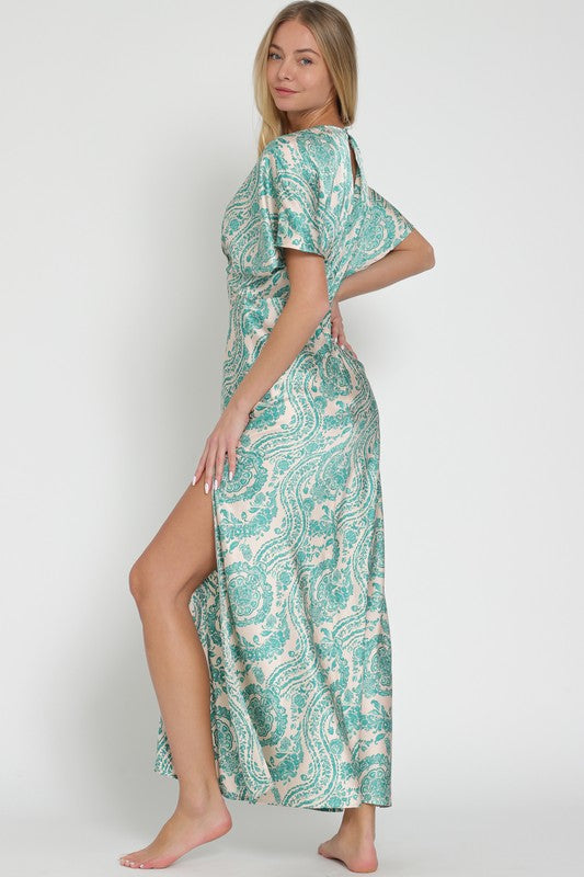 Yesenia Satin Kimono Maxi Dress