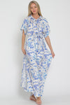 Elora Horse Toile Dolman Tie Waist Maxi Dress