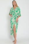 Charleigh Kimono Sleeve Fern Print Wrap Midi Dress