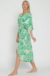 Charleigh Kimono Sleeve Fern Print Wrap Midi Dress