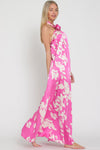 Hallie Rosette Detail Halter Maxi Dress