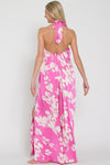 Hallie Rosette Detail Halter Maxi Dress