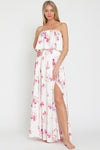 Everlasting Strapless Paisley Print Maxi Dress - White/Pink