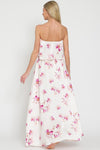 Everlasting Strapless Paisley Print Maxi Dress - White/Pink