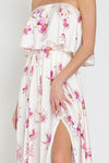 Everlasting Strapless Paisley Print Maxi Dress - White/Pink