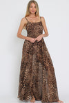 Neva Leopard Print Tie Back Maxi Dress