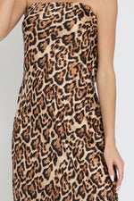 Liz Leopard Strapless Cowl Back Maxi Dress