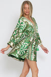 Tina Dolman Tie Front Mini  Dress - Green - BEST SELLER!!!