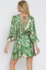 Tina Dolman Tie Front Mini  Dress - Green - BEST SELLER!!!