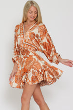 Tina Dolman Tie Front Mini  Dress - Tan/Black/Beige - BEST SELLER!!!