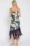 Rally Marble Print Cami Style Fringe Hem Maxi Dress