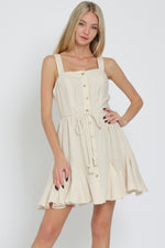 Alannah Button Down Ruffle Hem Tie Waist Mini Dress