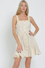 Alannah Button Down Ruffle Hem Tie Waist Mini Dress