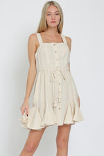 Alannah Button Down Ruffle Hem Tie Waist Mini Dress