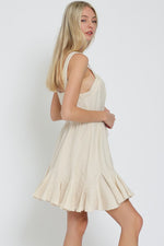 Alannah Button Down Ruffle Hem Tie Waist Mini Dress