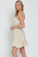 Alannah Button Down Ruffle Hem Tie Waist Mini Dress