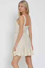 Alannah Button Down Ruffle Hem Tie Waist Mini Dress
