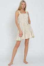 Alannah Button Down Ruffle Hem Tie Waist Mini Dress