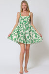 Dacia Square Neck Floral Tie Back Mini Dress