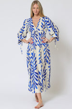 Sherlie Leaf Print Empire Long Sleeve Maxi Dress