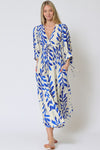 Sherlie Leaf Print Empire Long Sleeve Maxi Dress