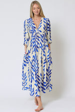 Sherlie Leaf Print Empire Long Sleeve Maxi Dress