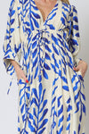 Sherlie Leaf Print Empire Long Sleeve Maxi Dress