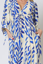 Sherlie Leaf Print Empire Long Sleeve Maxi Dress