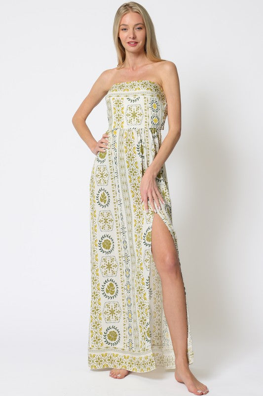Bri Strapless Tie Back Cut Out Maxi Dress