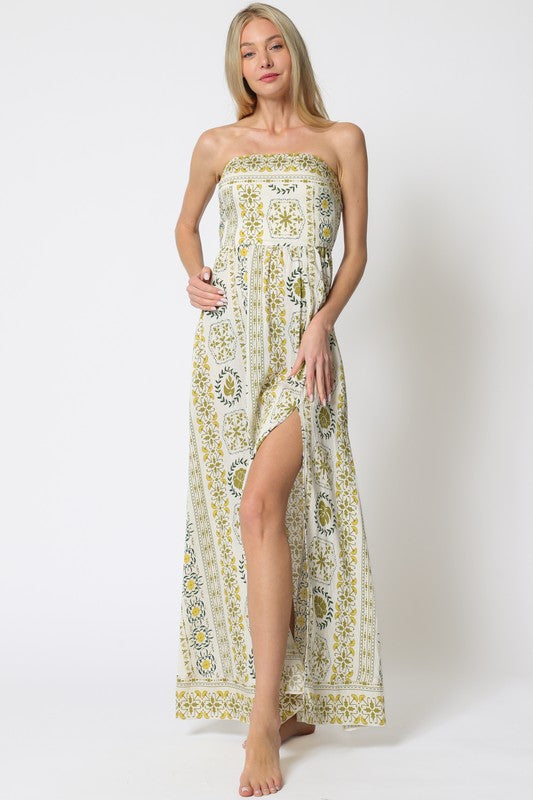 Bri Strapless Tie Back Cut Out Maxi Dress