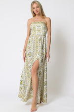 Bri Strapless Tie Back Cut Out Maxi Dress