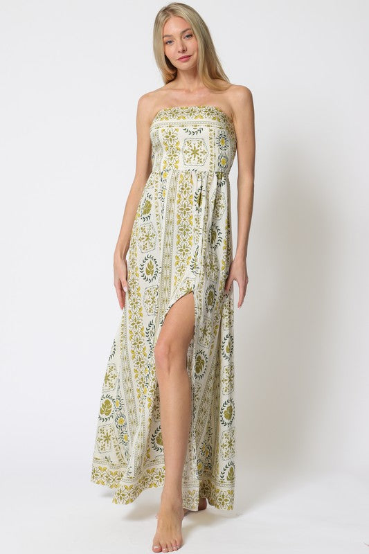 Bri Strapless Tie Back Cut Out Maxi Dress
