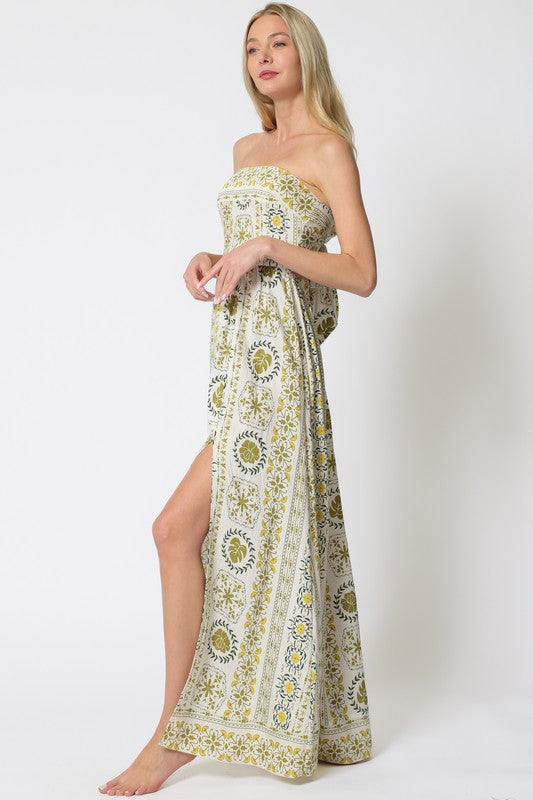 Bri Strapless Tie Back Cut Out Maxi Dress
