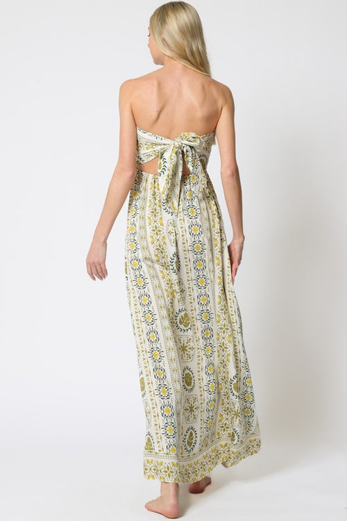 Bri Strapless Tie Back Cut Out Maxi Dress