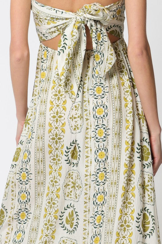Bri Strapless Tie Back Cut Out Maxi Dress