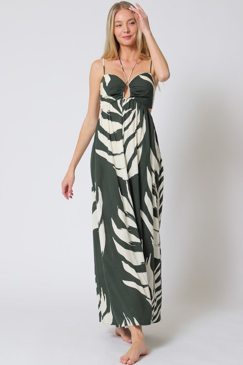 Acelynn Tropical Cut Out Tie Back Maxi Dress - RESTOCKING ETA 6/13 - PREORDER NOW