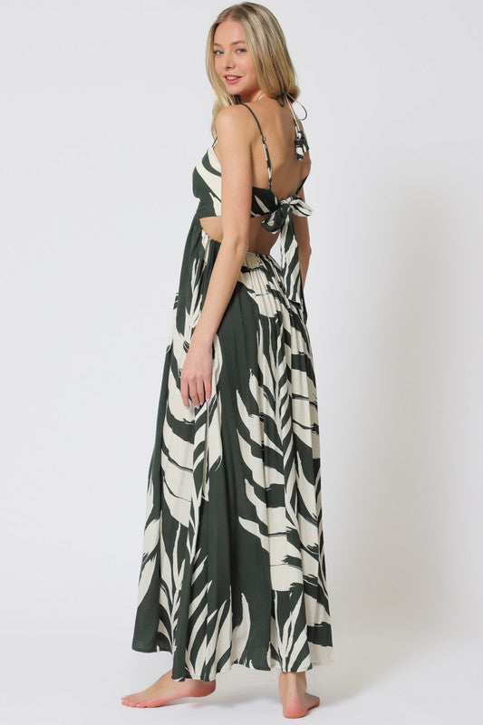 Acelynn Tropical Cut Out Tie Back Maxi Dress - RESTOCKING ETA 6/13 - PREORDER NOW