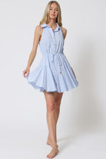 Della Halter Stripe Waist Tie Mini Dress