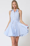 Della Halter Stripe Waist Tie Mini Dress