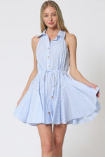 Della Halter Stripe Waist Tie Mini Dress