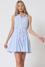 Della Halter Stripe Waist Tie Mini Dress