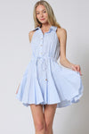 Della Halter Stripe Waist Tie Mini Dress