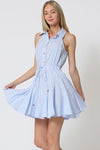 Della Halter Stripe Waist Tie Mini Dress