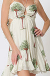 Rionna Palm Tree Print Halter Back Tie Mini Dress