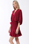 Tina Dolman Tie Front Mini  Dress - Burgundy - BEST SELLER!!!