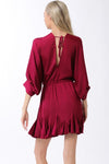 Tina Dolman Tie Front Mini  Dress - Burgundy - BEST SELLER!!!