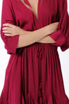 Tina Dolman Tie Front Mini  Dress - Burgundy - BEST SELLER!!!