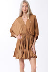 Tina Dolman Tie Front Mini  Dress - Camel - BEST SELLER!!!