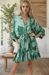 Tina Dolman Tie Front Mini  Dress - Green - BEST SELLER!!!