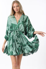 Tina Dolman Tie Front Mini  Dress - Green - BEST SELLER!!!